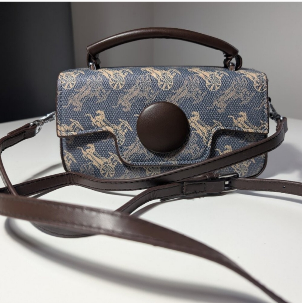 Elegant Bluish Grey And Brown Patterned Women's Bag